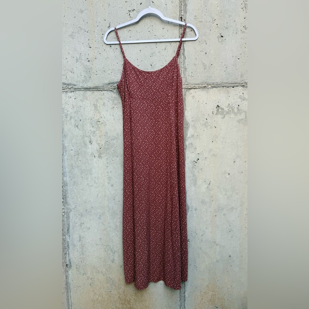 Brandy Melville Red Sleeveless Spaghetti Strap Slip Maxi Dress